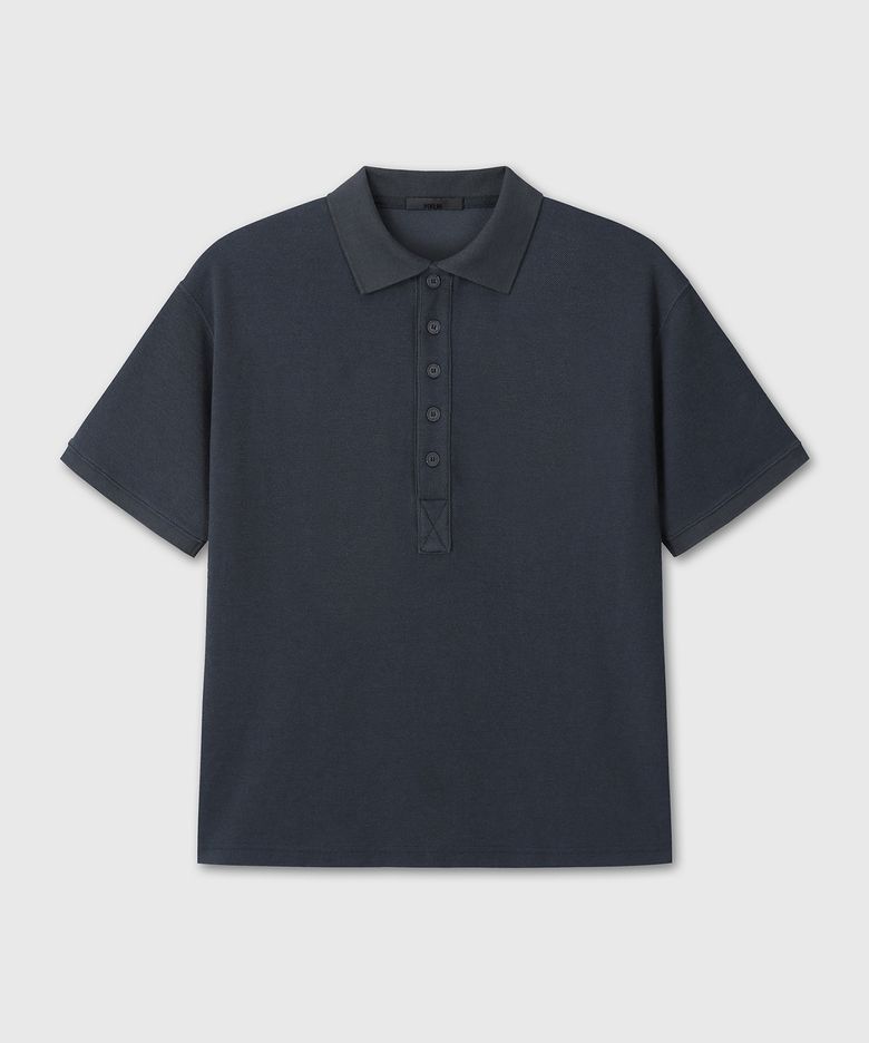 REGULAR POLO CROP T-SHIRTS (NAVY)