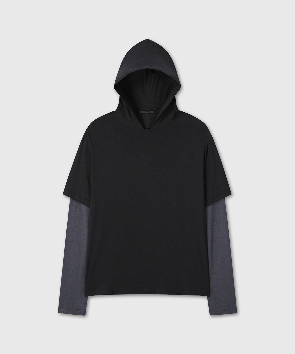 다이브인(DIVEIN) LAYERED SLEEVE SLUB HOOD (BLACK)