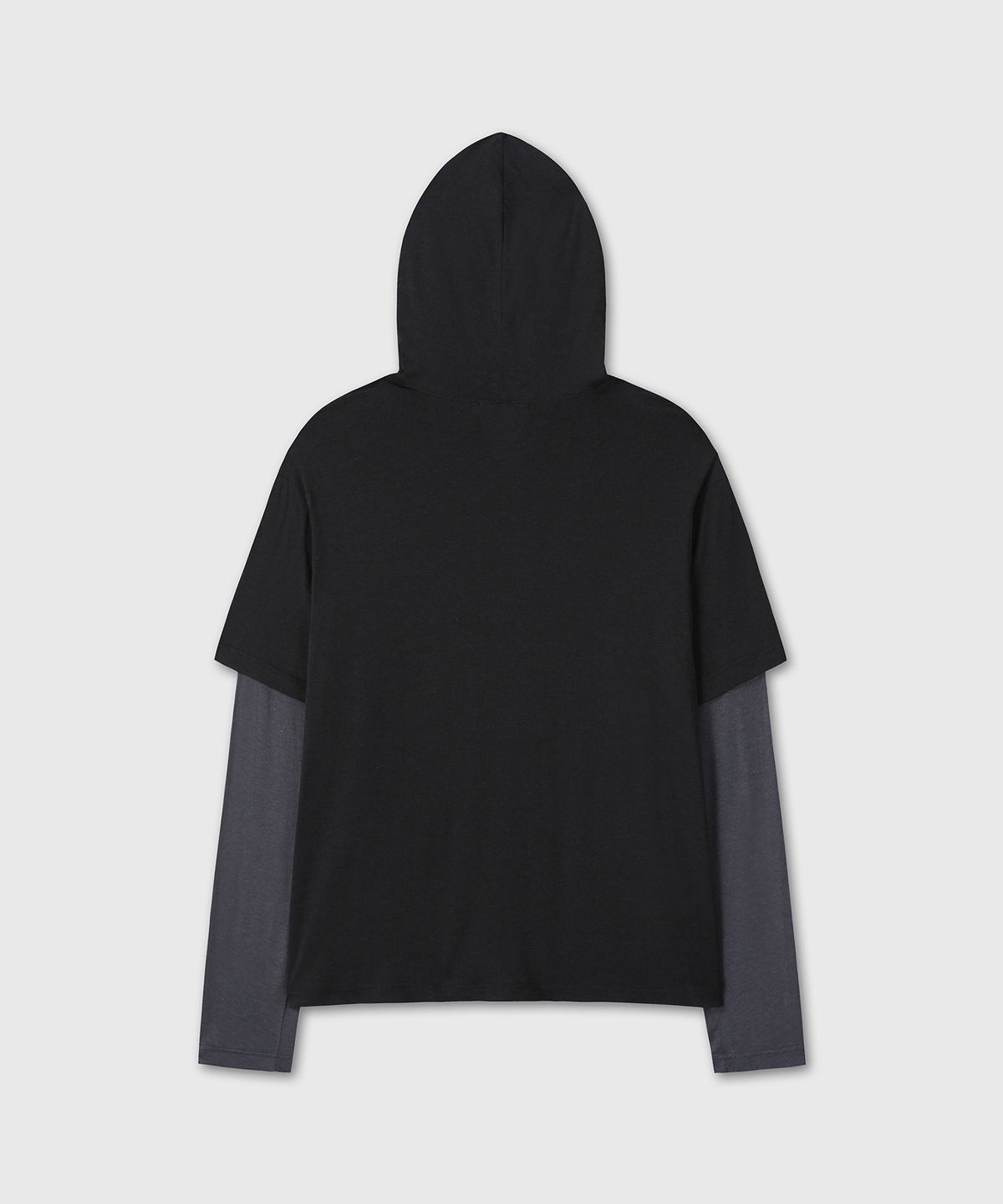 다이브인(DIVEIN) LAYERED SLEEVE SLUB HOOD (BLACK)