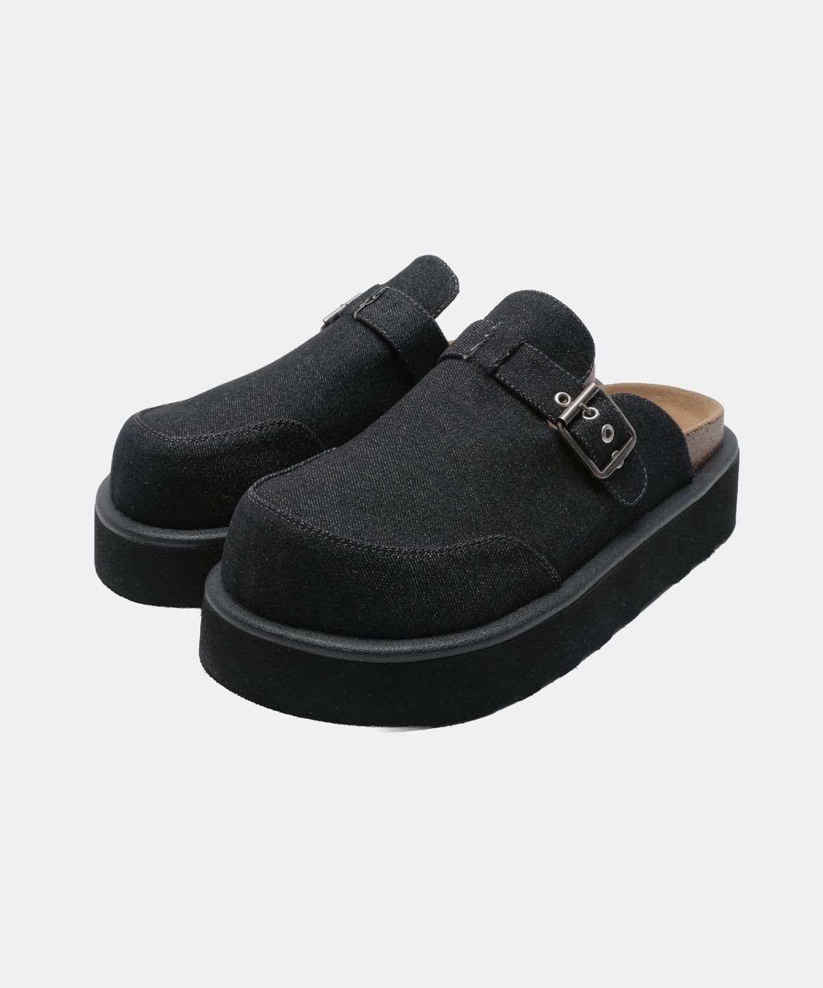 식스핏(6FT) [+5.5cm] BOTO STRAP MULE (DENIM BLACK)