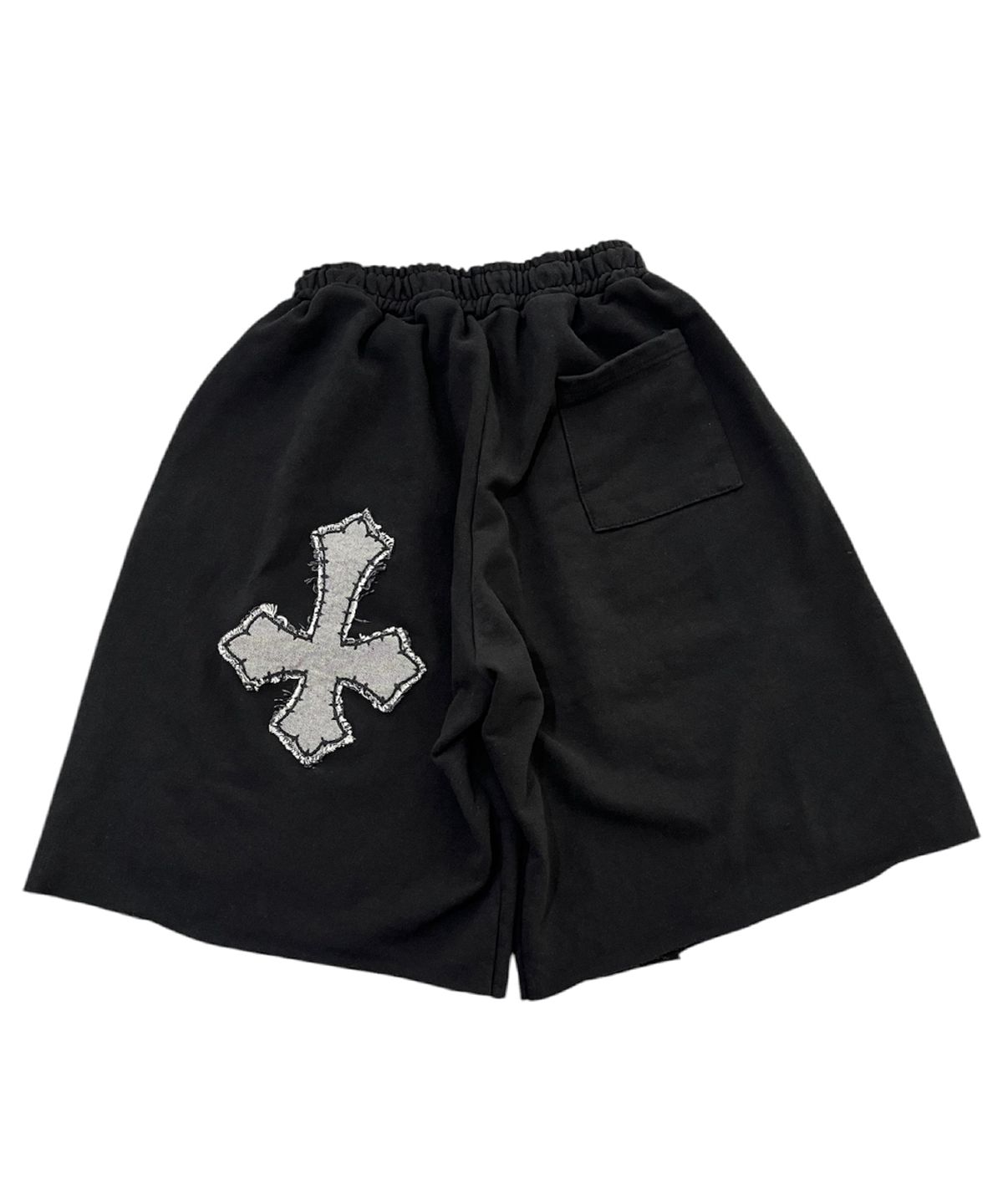스케이터락(SK8ER ROCK) Cross Destroyed Sweat Shorts ((Black))