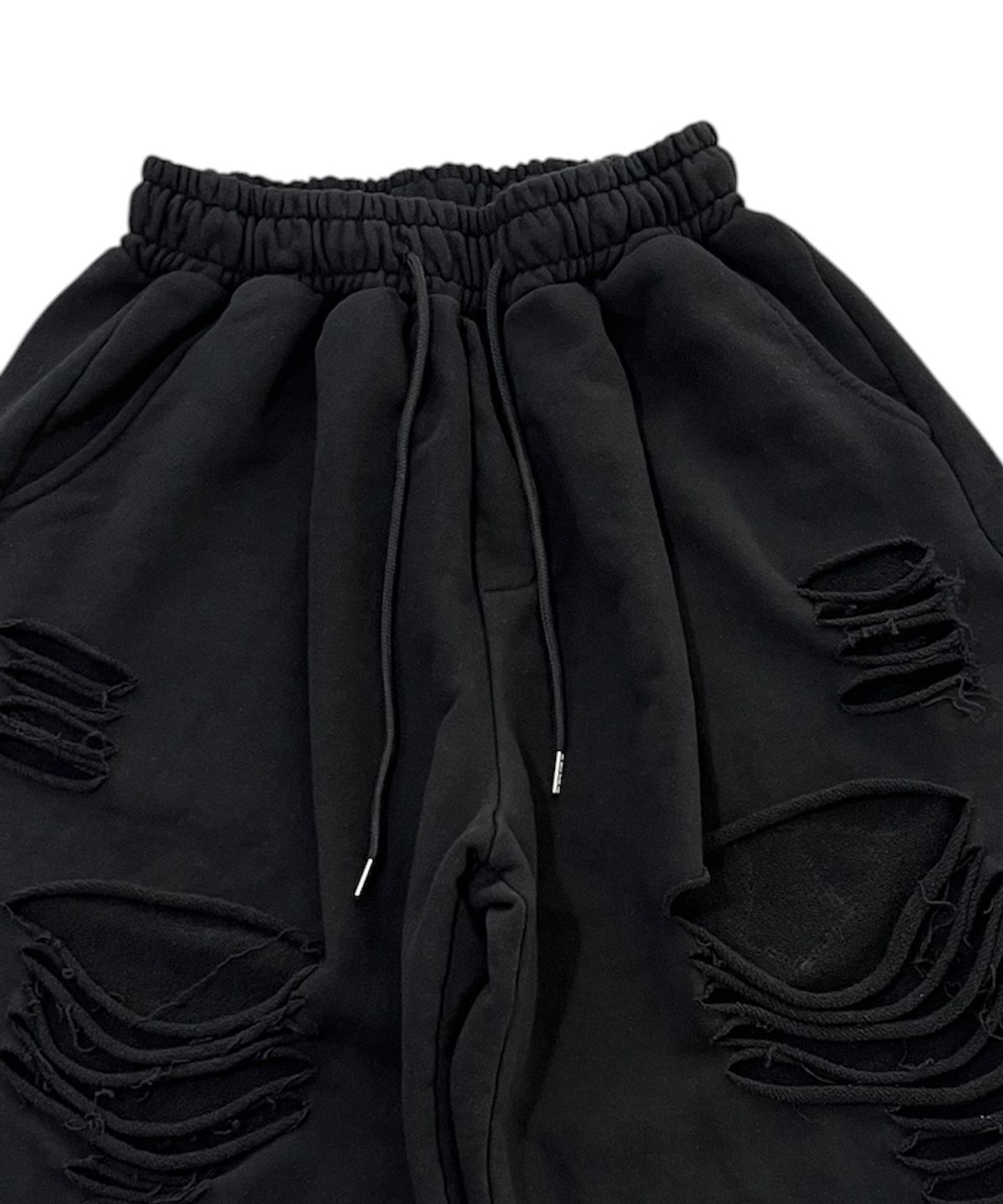 스케이터락(SK8ER ROCK) Cross Destroyed Sweat Shorts ((Black))