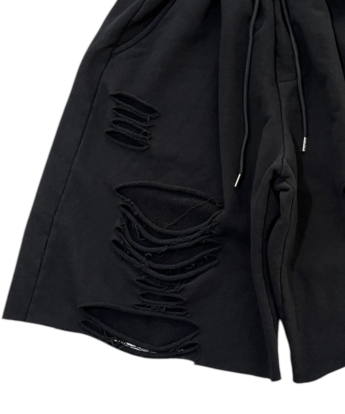 스케이터락(SK8ER ROCK) Cross Destroyed Sweat Shorts ((Black))