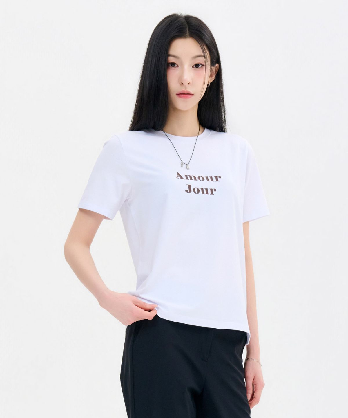체이스컬트(CHASECULT) 여성 에센셜 레터링 반팔 티셔츠-FBZG5853C01