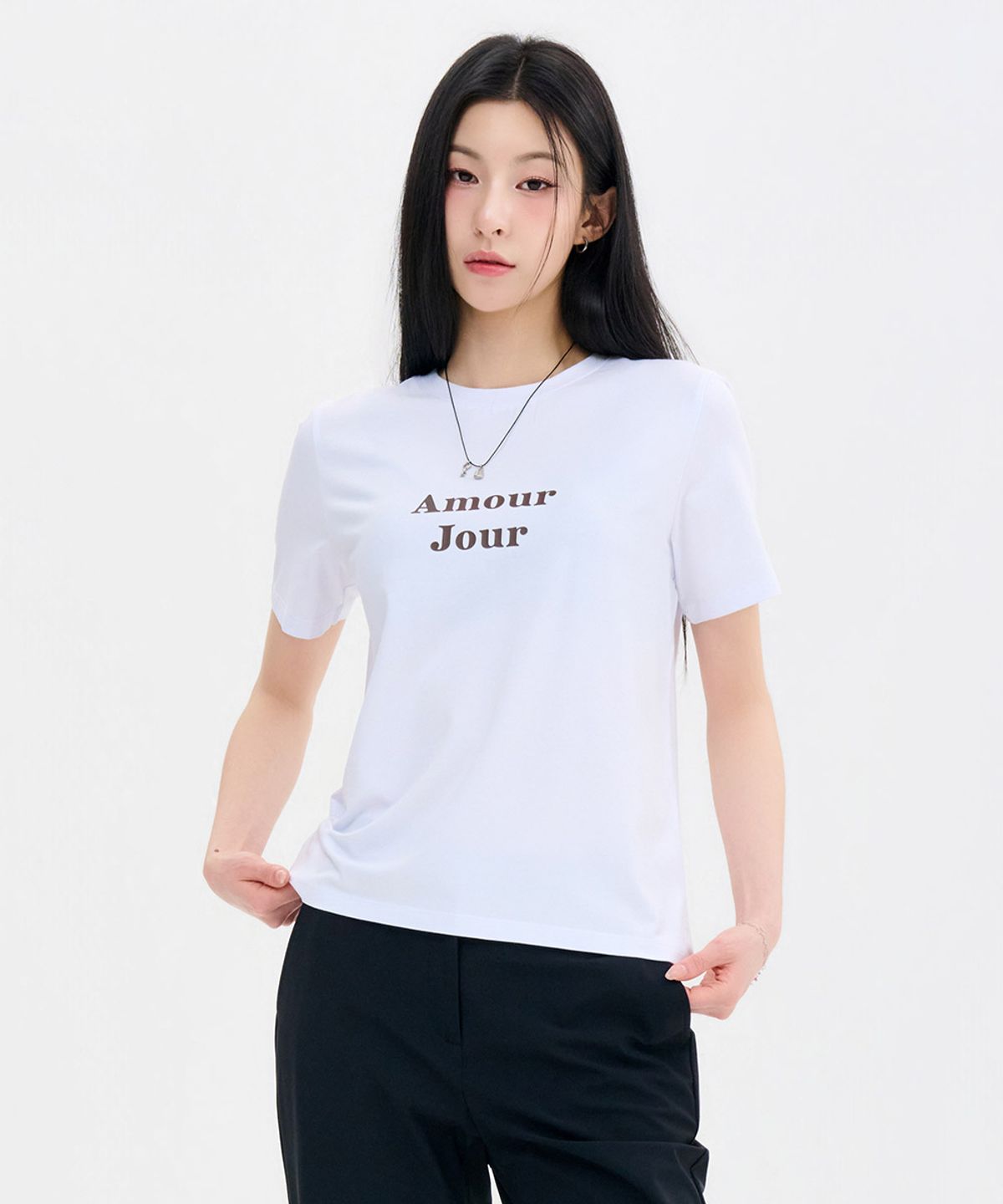 체이스컬트(CHASECULT) 여성 에센셜 레터링 반팔 티셔츠-FBZG5853C01