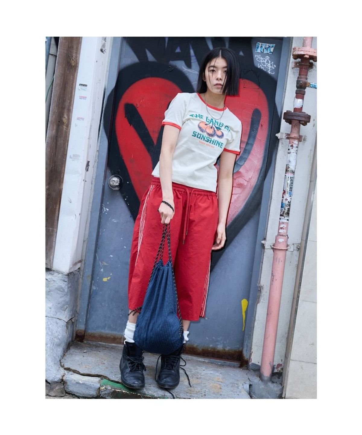 샌드 사운드(SAND SOUND) (UNISEX) 체크 시어서커 짐색  네이비