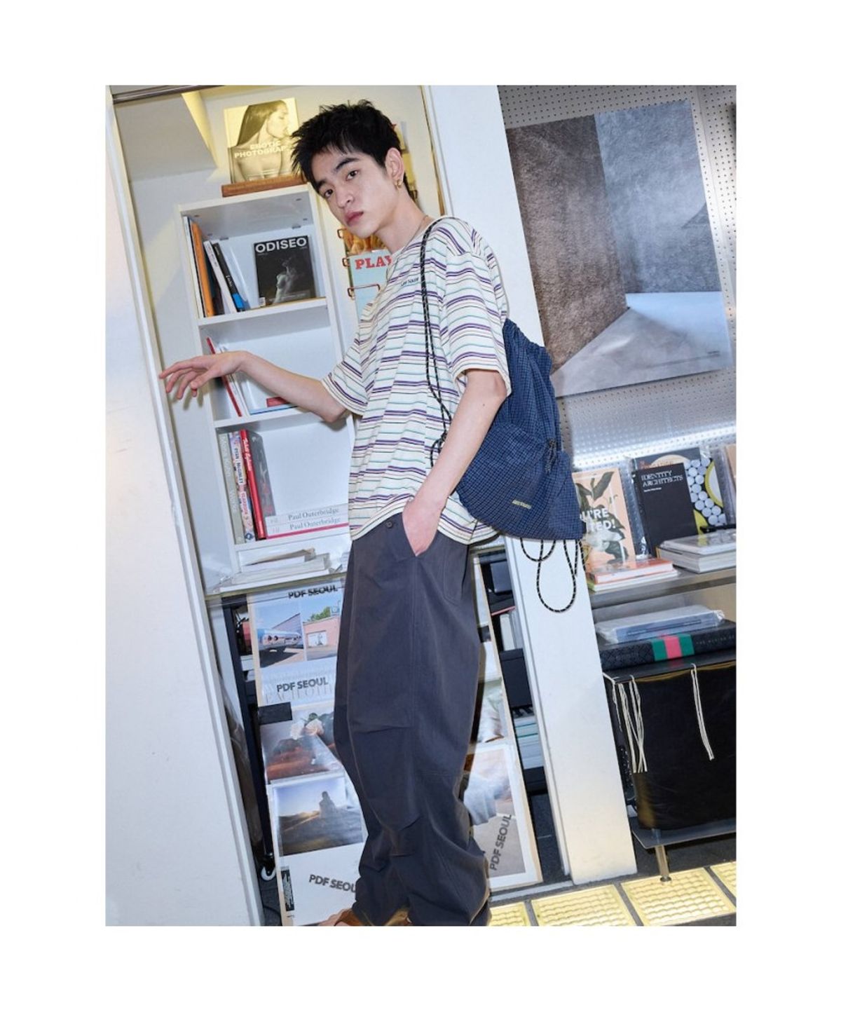샌드 사운드(SAND SOUND) (UNISEX) 체크 시어서커 짐색  네이비