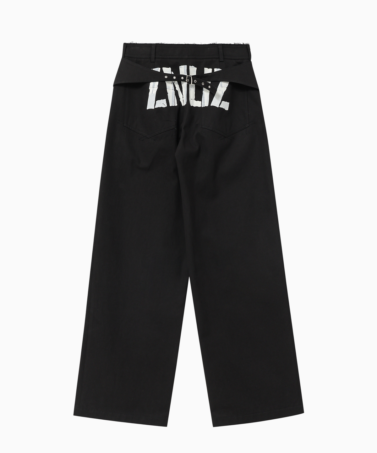 제뉴즈(ZNUZ) Z 백 로고 버클 스트레이트 팬츠 - 블랙