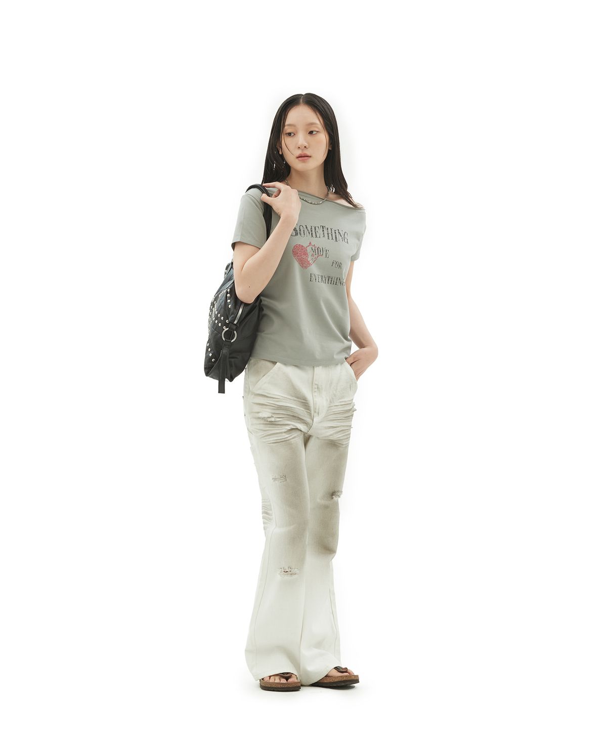 데프가먼츠(DEFGARMENTS) WASHED BUCKLE FLARE DENIM [WHITE]