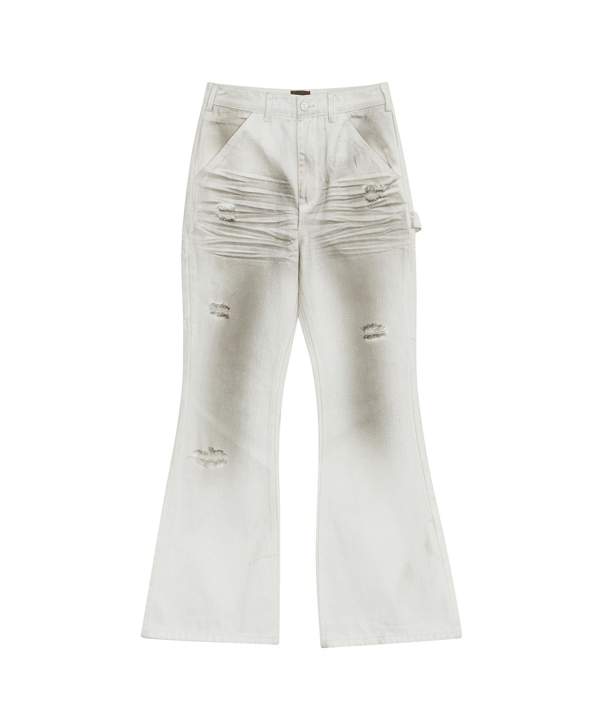 데프가먼츠(DEFGARMENTS) WASHED BUCKLE FLARE DENIM [WHITE]
