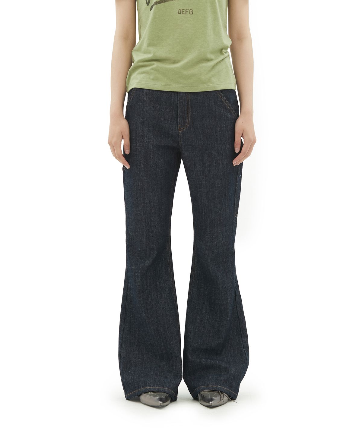 데프가먼츠(DEFGARMENTS) [SUMMER] BUCKLE FLARE DRY DENIM