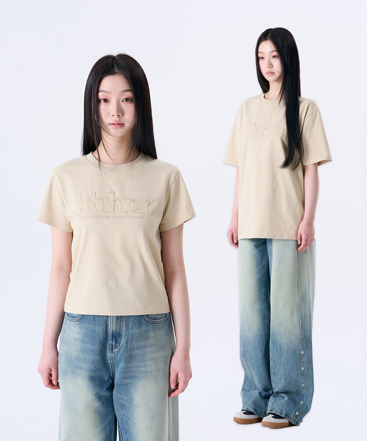 키쇼르(KISHOR) 피그먼트 아플리케 반팔티 (3color)