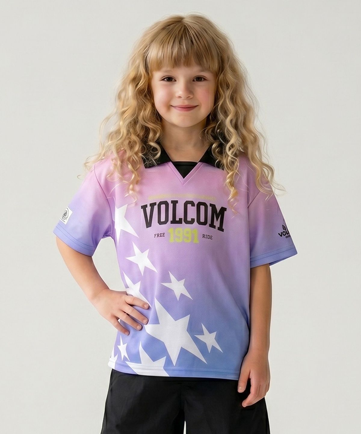 볼컴 키즈(VOLCOM KIDS) 볼컴 매쉬 럭비 티셔츠 D6M010