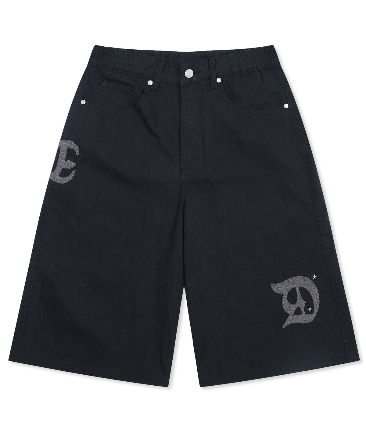 엑스톤즈(XTONZ) XP338 와플 아플리케 버뮤다 코튼 팬츠 (BLACK)
