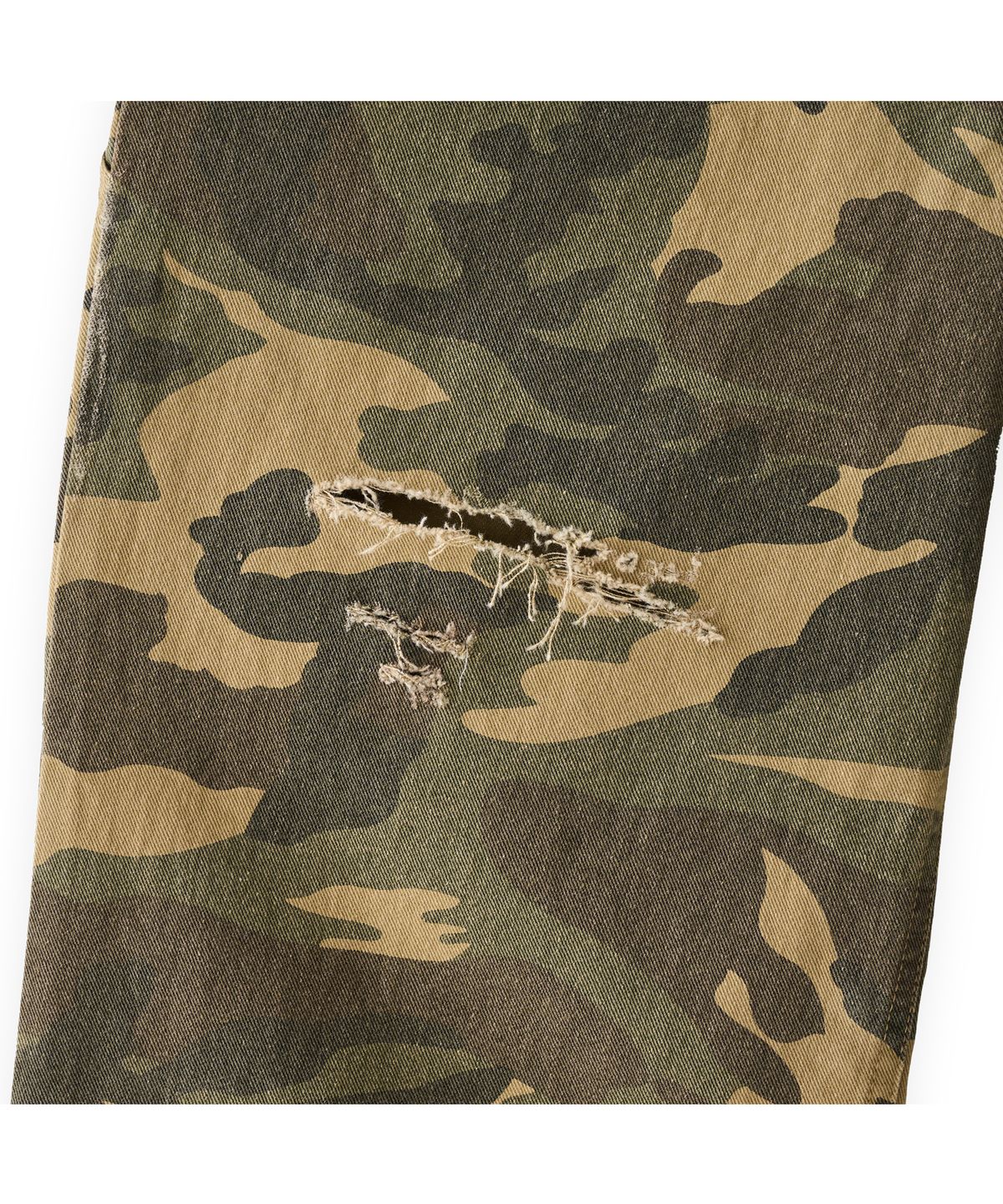 투위드(TUEWID) Tuewid distressed cotton carpenter pants in camouflage