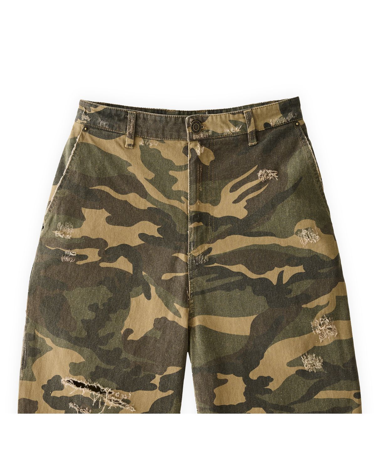 투위드(TUEWID) Tuewid distressed cotton carpenter pants in camouflage
