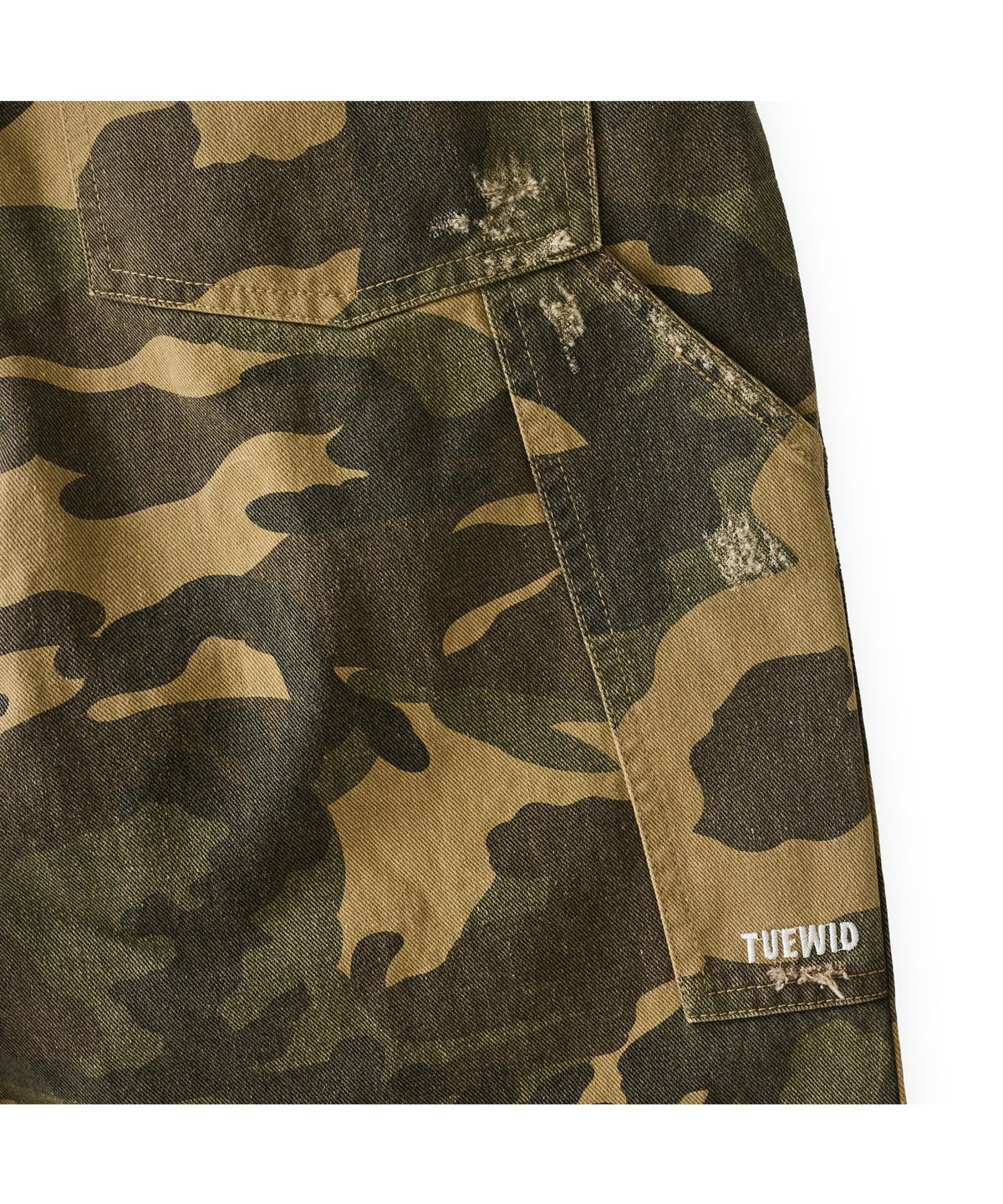 투위드(TUEWID) Tuewid distressed cotton carpenter pants in camouflage