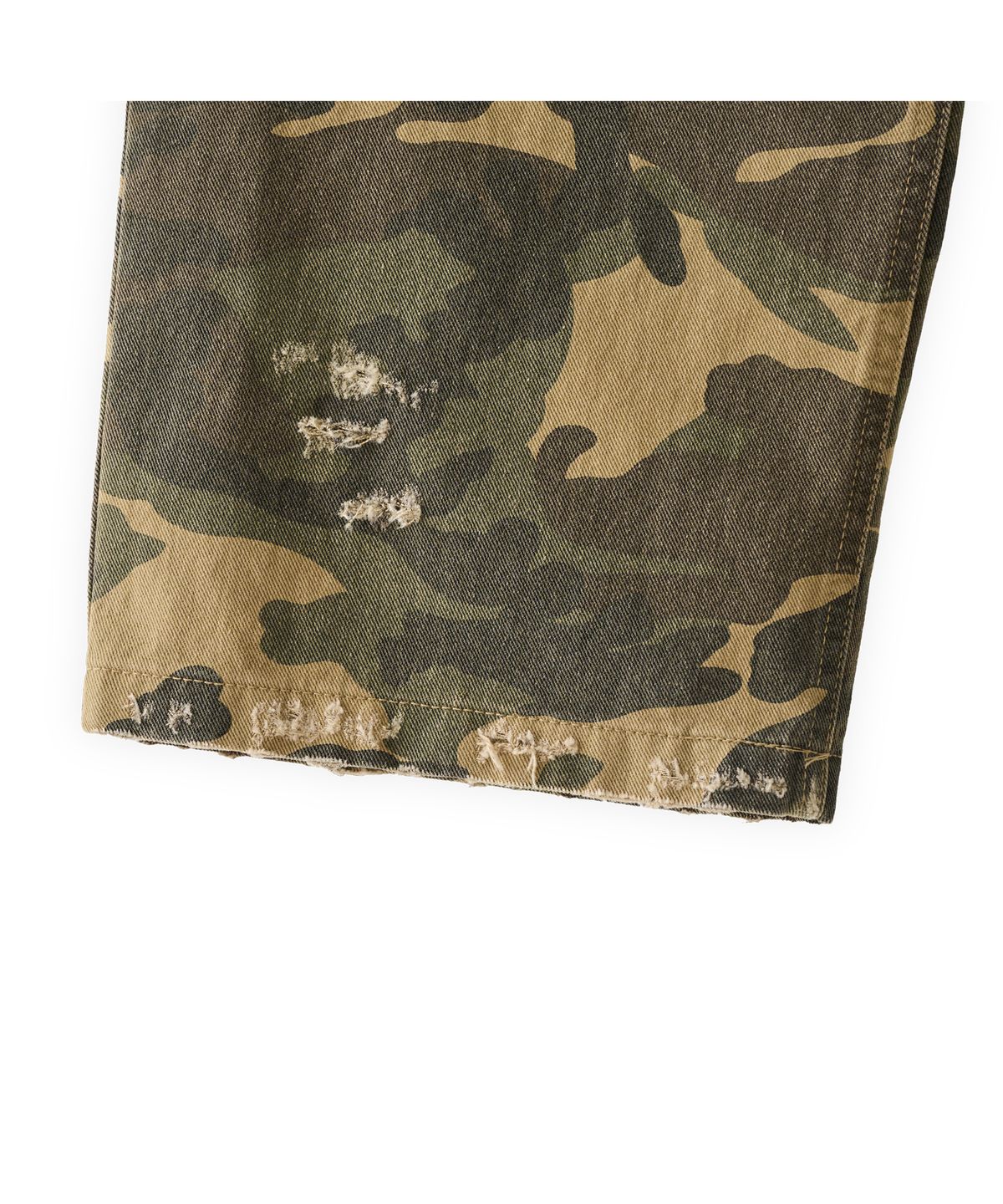 투위드(TUEWID) Tuewid distressed cotton carpenter pants in camouflage