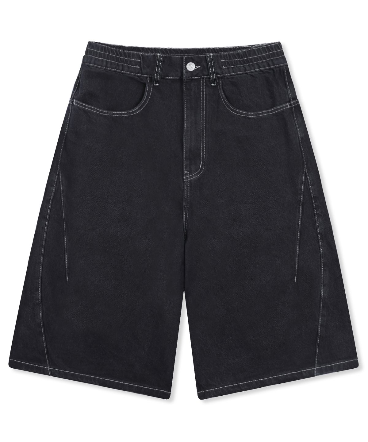 엑스톤즈(XTONZ) XP334 슬릿 버뮤다 데님 팬츠 (BLACK)