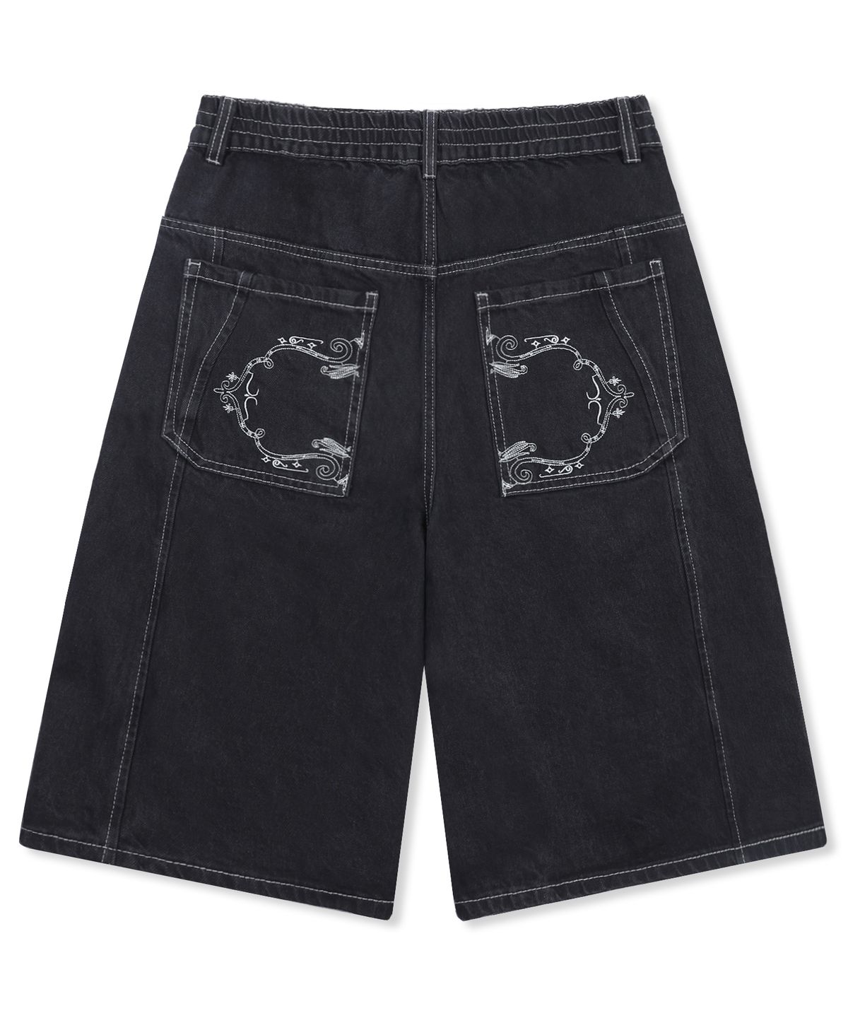 엑스톤즈(XTONZ) XP334 슬릿 버뮤다 데님 팬츠 (BLACK)