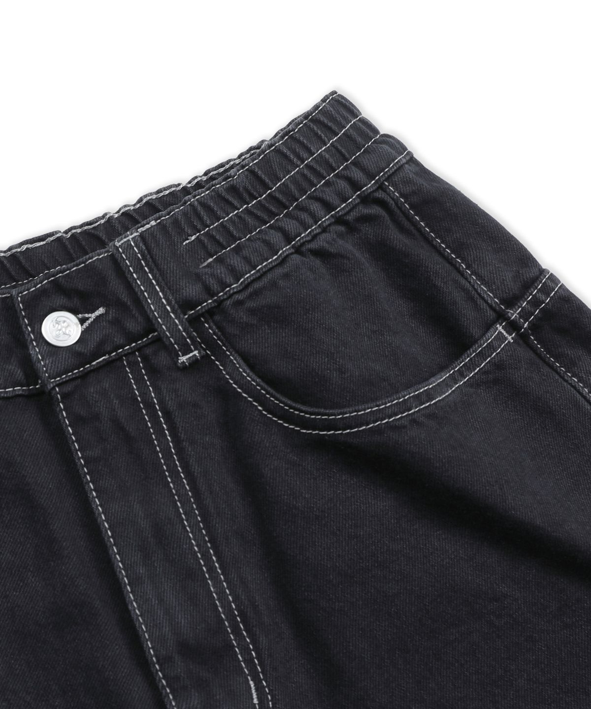 엑스톤즈(XTONZ) XP334 슬릿 버뮤다 데님 팬츠 (BLACK)