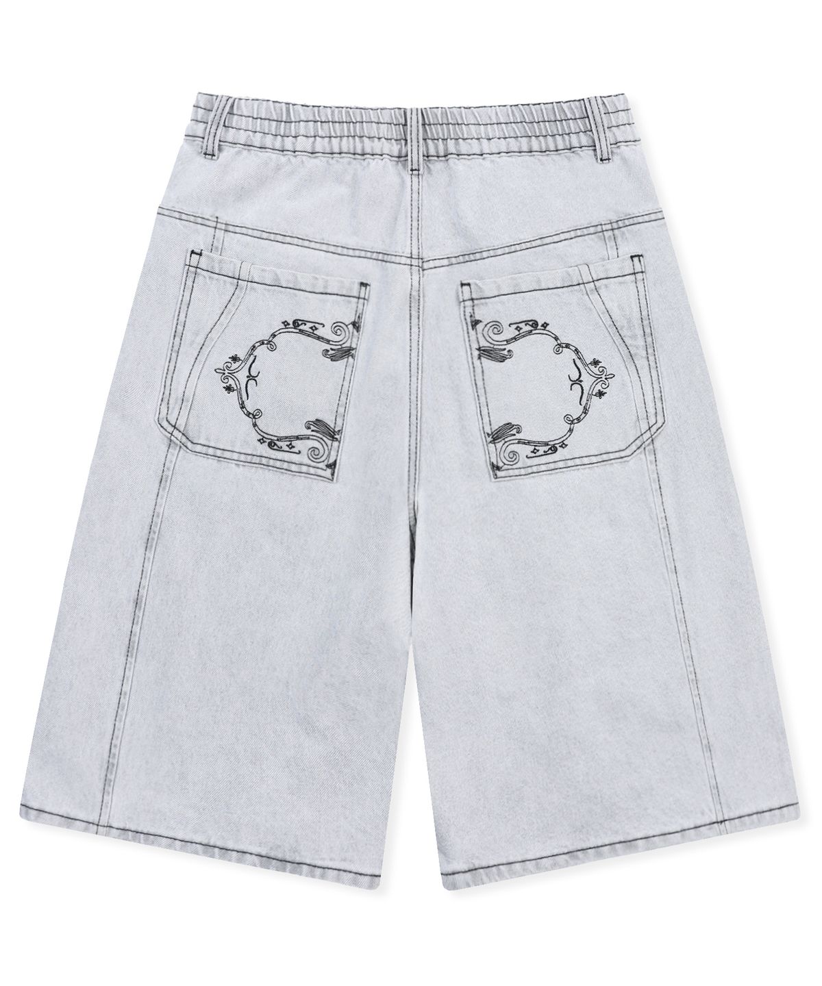 엑스톤즈(XTONZ) XP334 슬릿 버뮤다 데님 팬츠 (LIGHT GRAY)
