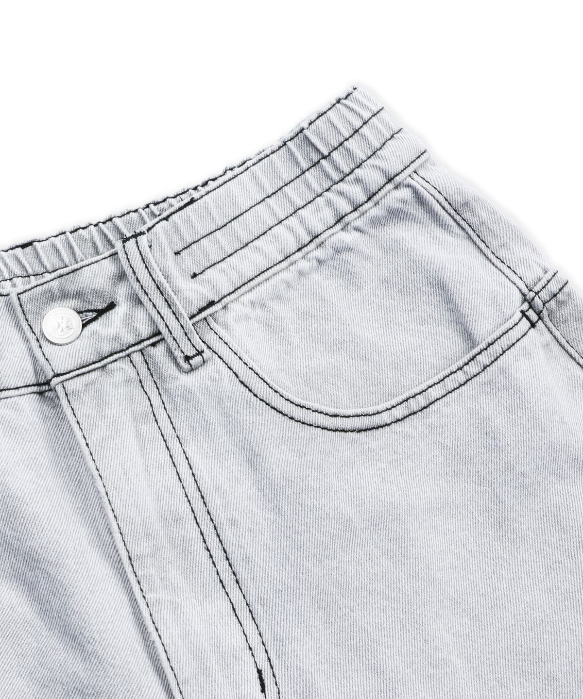 엑스톤즈(XTONZ) XP334 슬릿 버뮤다 데님 팬츠 (LIGHT GRAY)