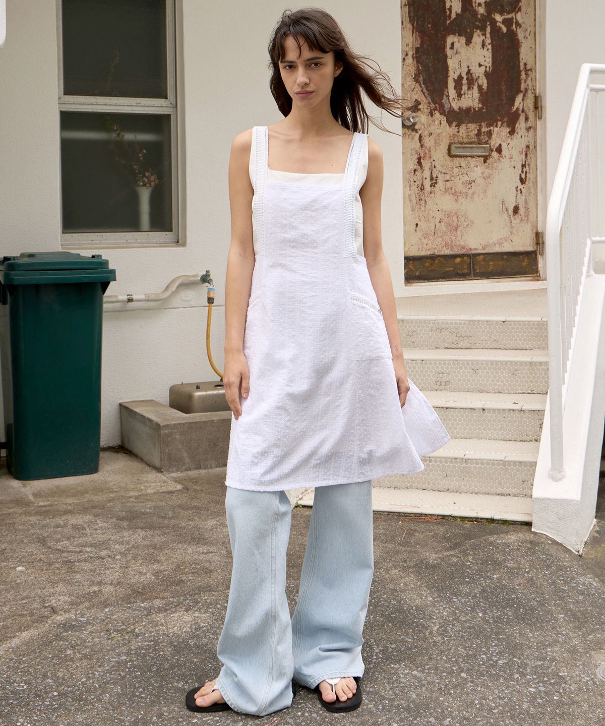 르바(LEVAR) Layered Apron Dress - Off White