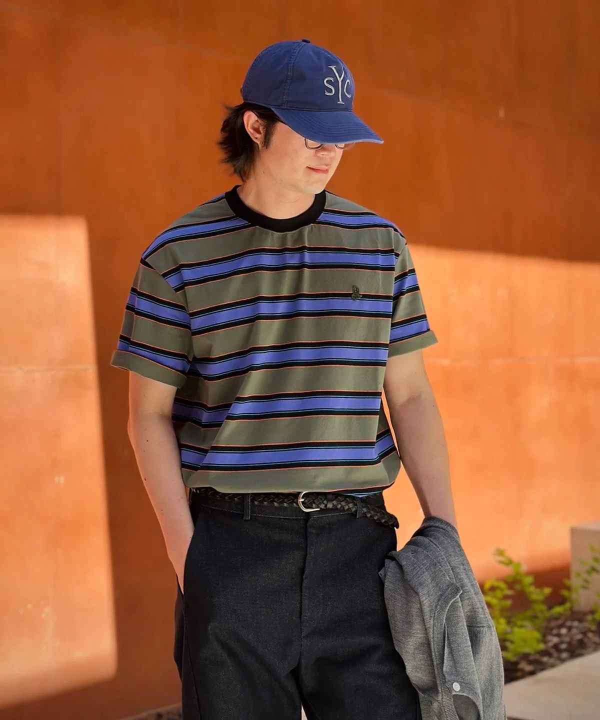 본(BON) 데일리 스트레치 스트라이프 티셔츠 BNFMTS791GR