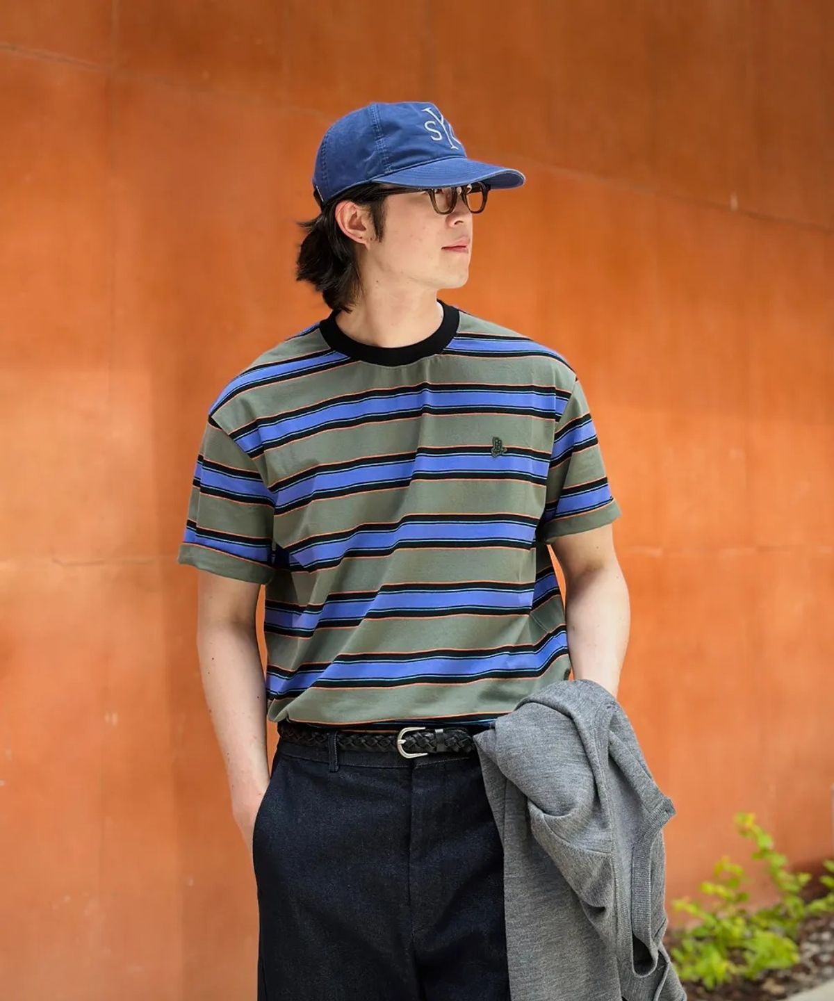 본(BON) 데일리 스트레치 스트라이프 티셔츠 BNFMTS791GR