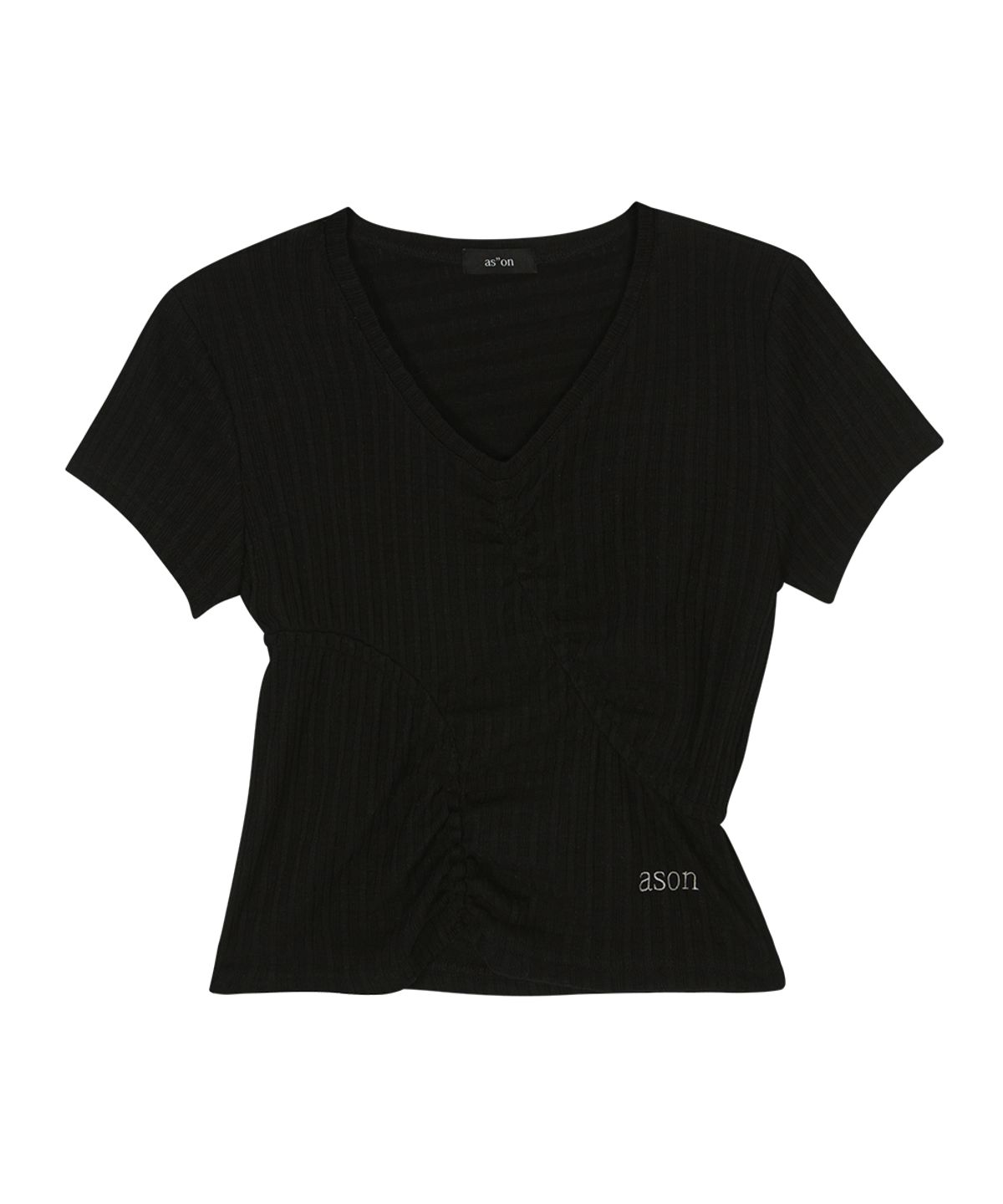 애즈온(ASON) SOFT SHIRRING TEE / BLACK