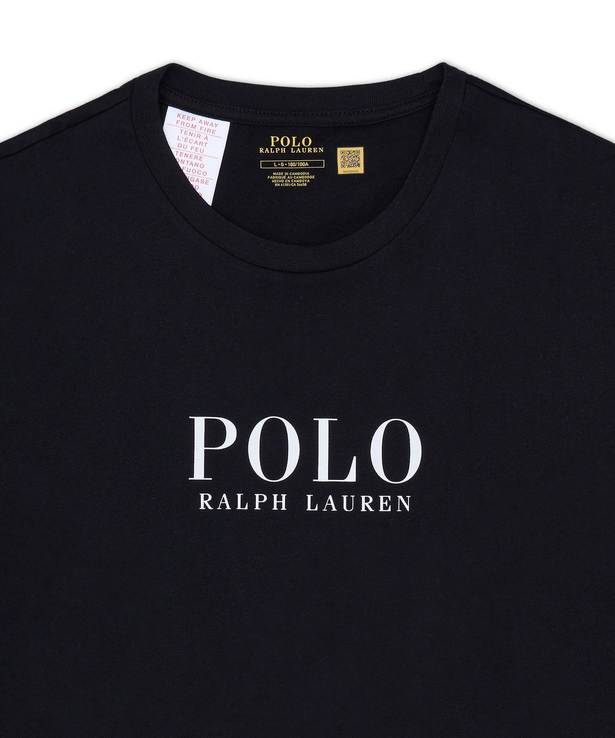 폴로 랄프 로렌(POLO RALPH LAUREN) 로고 코튼 저지 슬립 셔츠-블랙