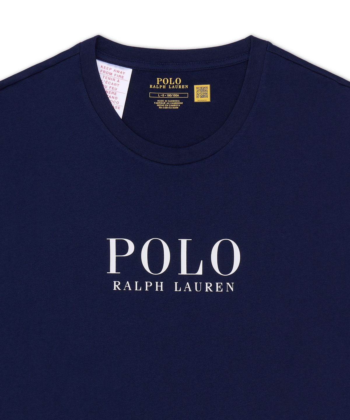 폴로 랄프 로렌(POLO RALPH LAUREN) 로고 코튼 저지 슬립 셔츠-네이비