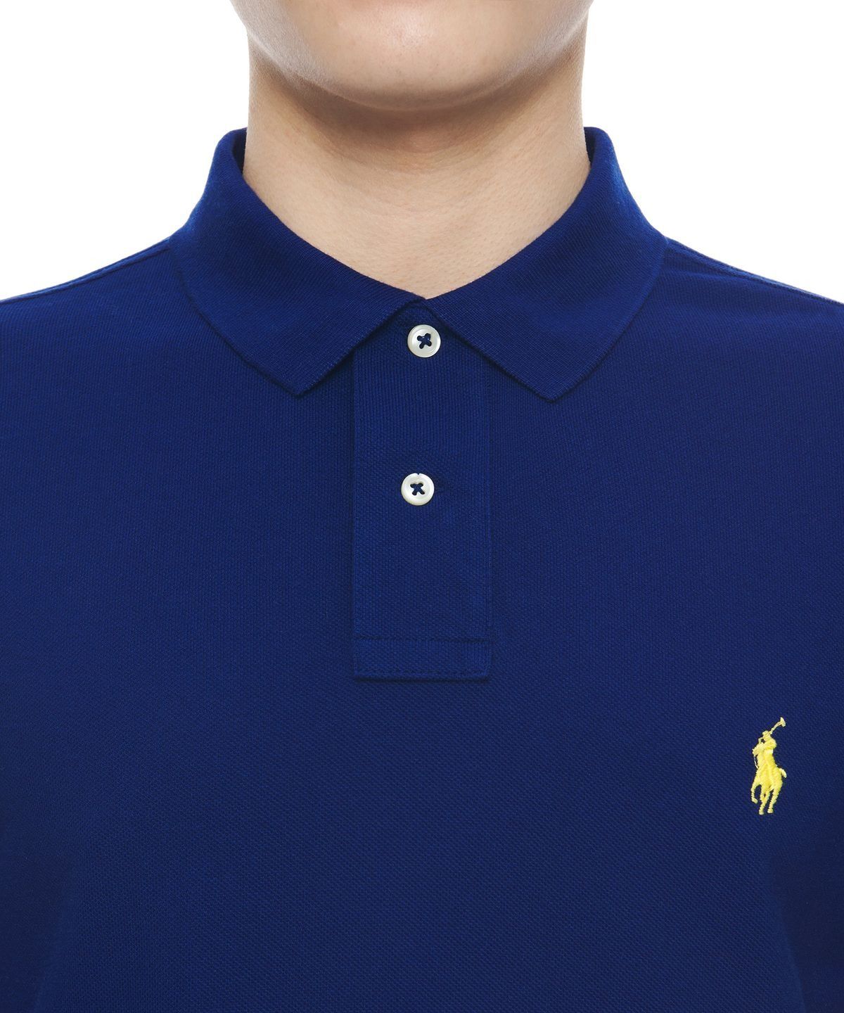 폴로 랄프 로렌(POLO RALPH LAUREN) 커스텀 슬림핏 메시 폴로 셔츠-블루