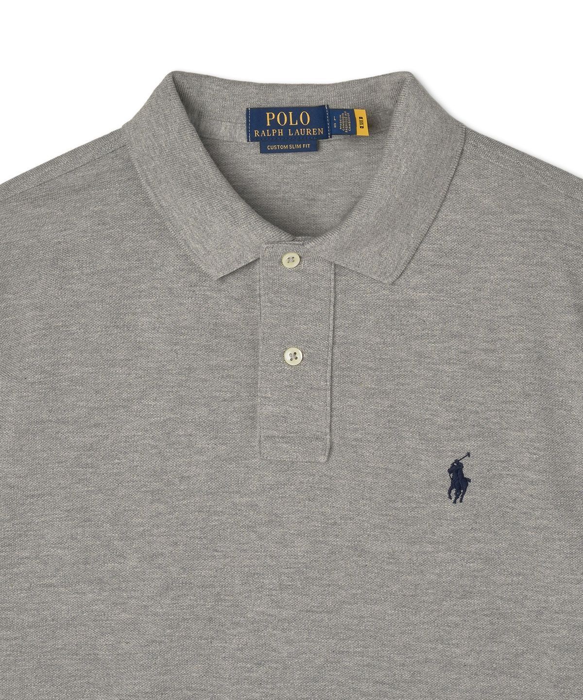 폴로 랄프 로렌(POLO RALPH LAUREN) 커스텀 슬림핏 메시 폴로 셔츠-그레이