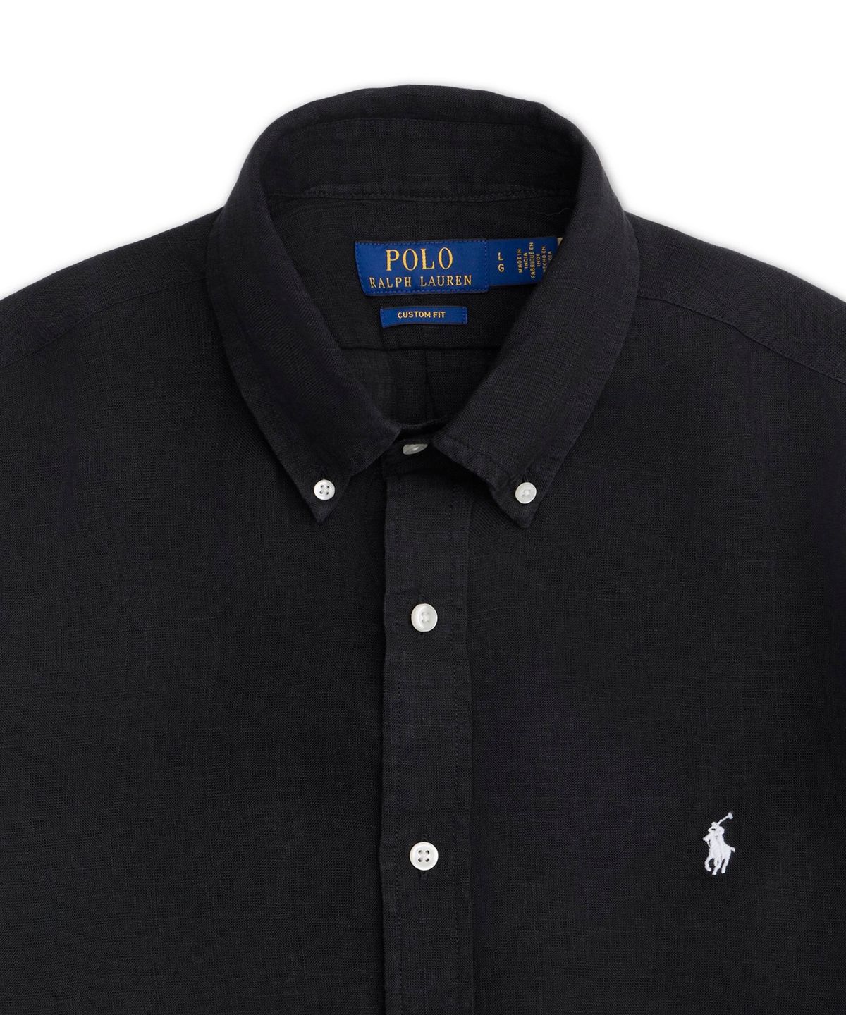 폴로 랄프 로렌(POLO RALPH LAUREN) 커스텀핏 리넨 셔츠-블랙