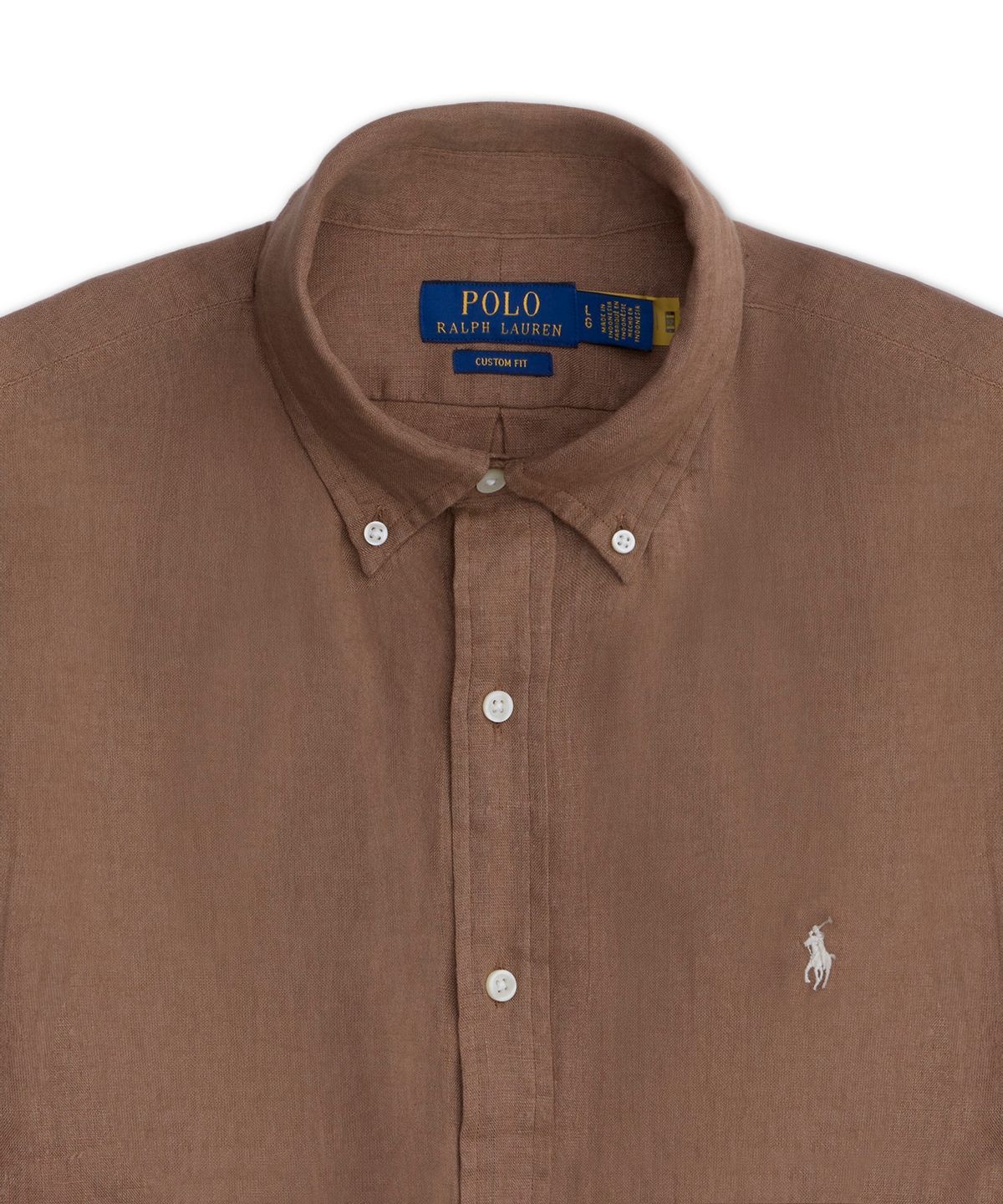 폴로 랄프 로렌(POLO RALPH LAUREN) 커스텀핏 리넨 셔츠-브라운