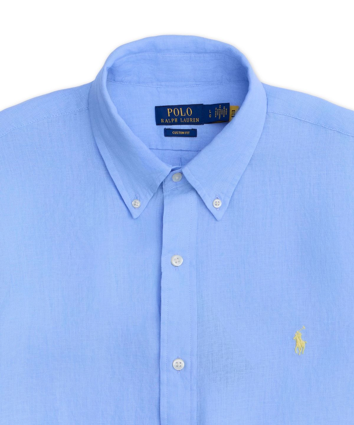 폴로 랄프 로렌(POLO RALPH LAUREN) 커스텀핏 리넨 셔츠-블루
