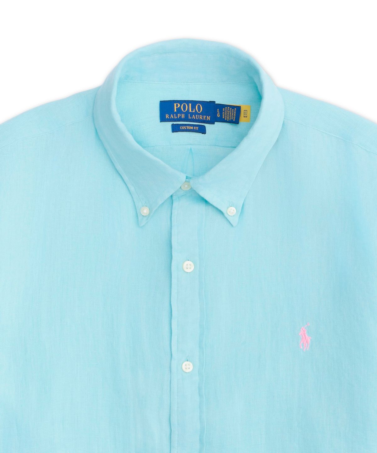 폴로 랄프 로렌(POLO RALPH LAUREN) 커스텀핏 리넨 셔츠-아쿠아