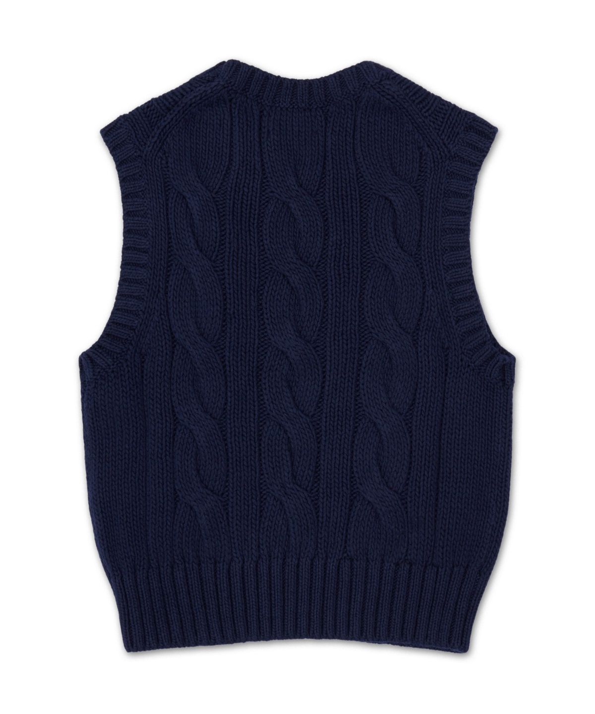 폴로 랄프 로렌(POLO RALPH LAUREN) 케이블 니트 코튼 크롭 베스트-블루