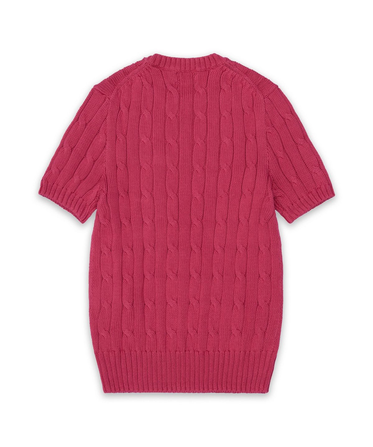 폴로 랄프 로렌(POLO RALPH LAUREN) 케이블 니트 코튼 숏 슬리브 스웨터-다크 레드