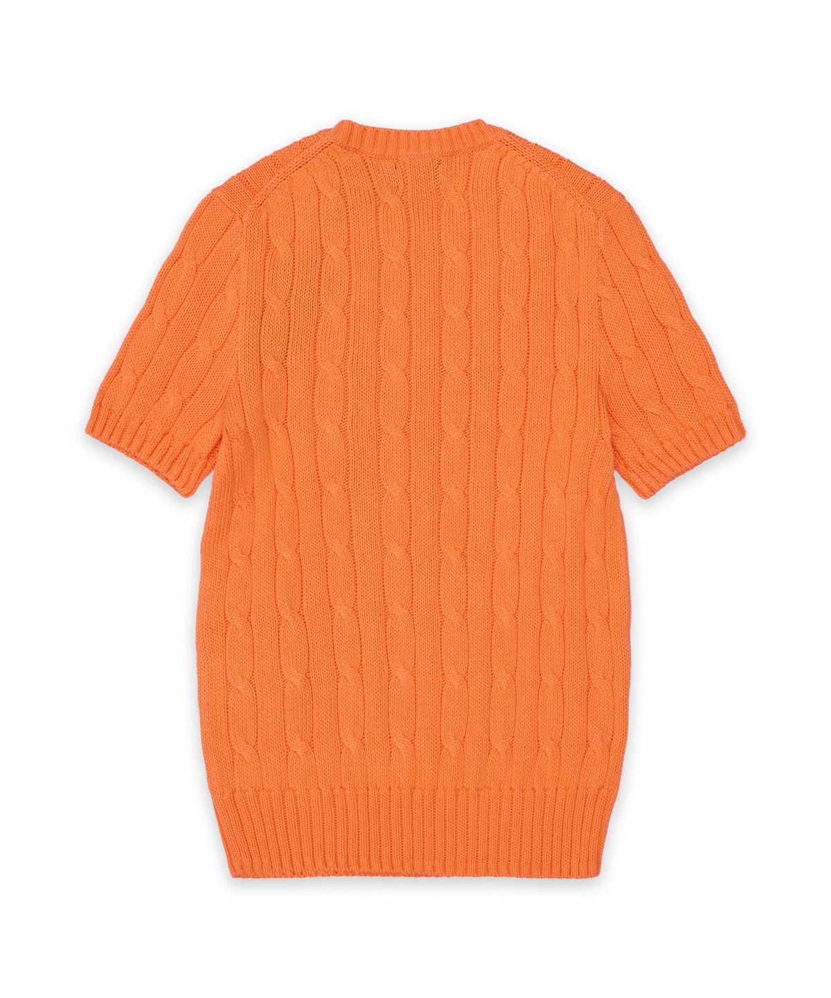 폴로 랄프 로렌(POLO RALPH LAUREN) 케이블 니트 코튼 숏 슬리브 스웨터-오렌지