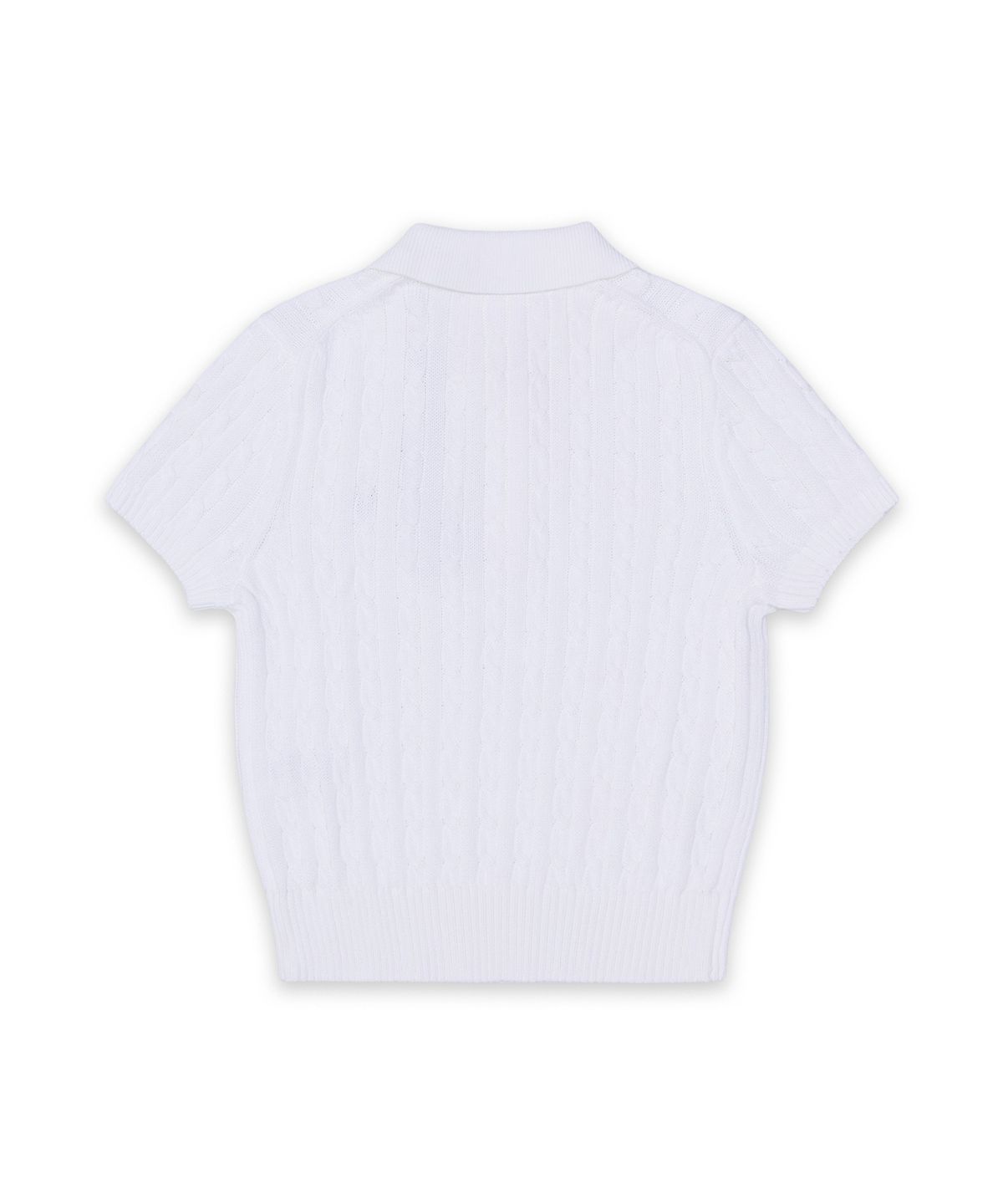 폴로 랄프 로렌(POLO RALPH LAUREN) 케이블 니트 코튼 크롭 폴로 셔츠-화이트
