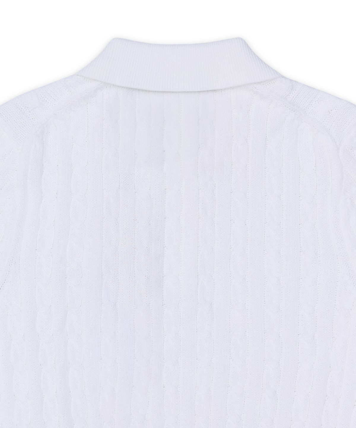 폴로 랄프 로렌(POLO RALPH LAUREN) 케이블 니트 코튼 크롭 폴로 셔츠-화이트