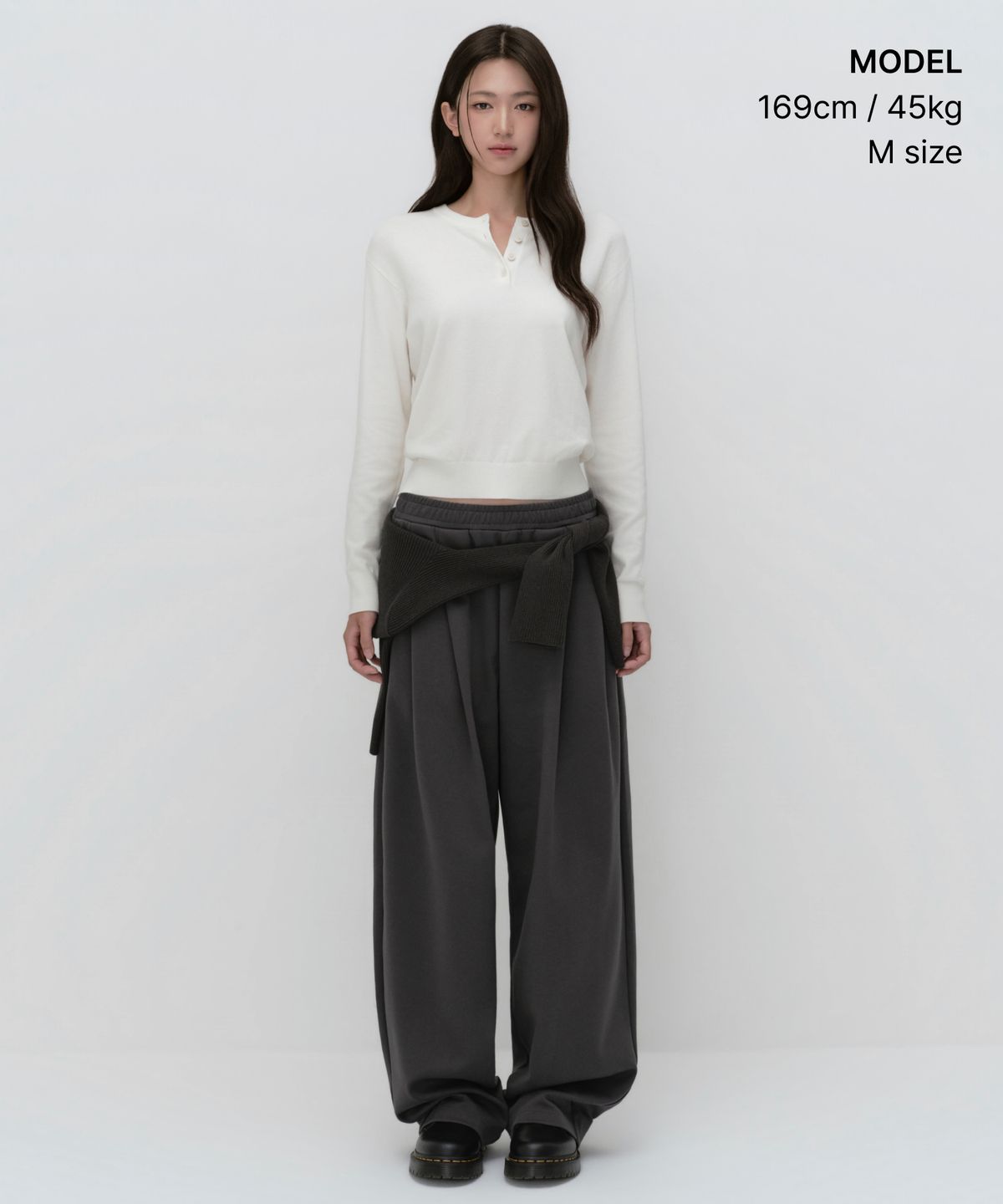 무신사 스탠다드 우먼(MUSINSA STANDARD WOMAN) 우먼즈 더블 니트 투 턱 와이드 라운지 스웨트 팬츠 [건메탈]
