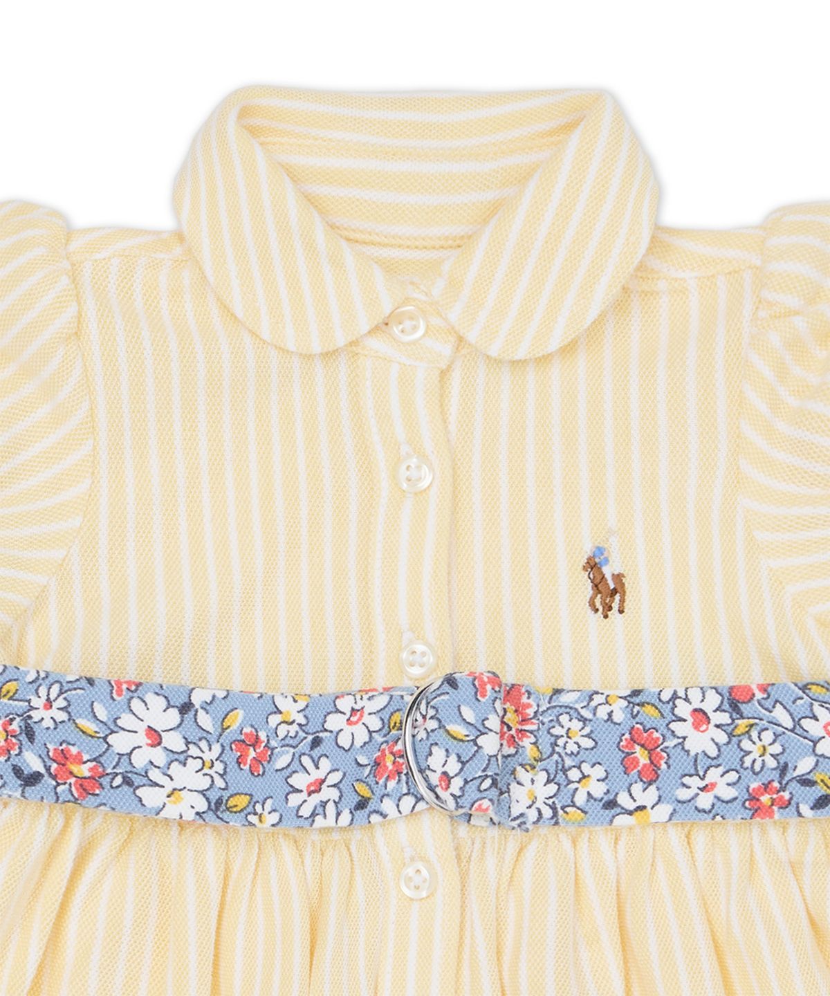 폴로 랄프 로렌 칠드런(POLO RALPH LAUREN CHILDREN) 벨트 옥스포드 메시 폴로 드레스 앤 블루머-옐로우