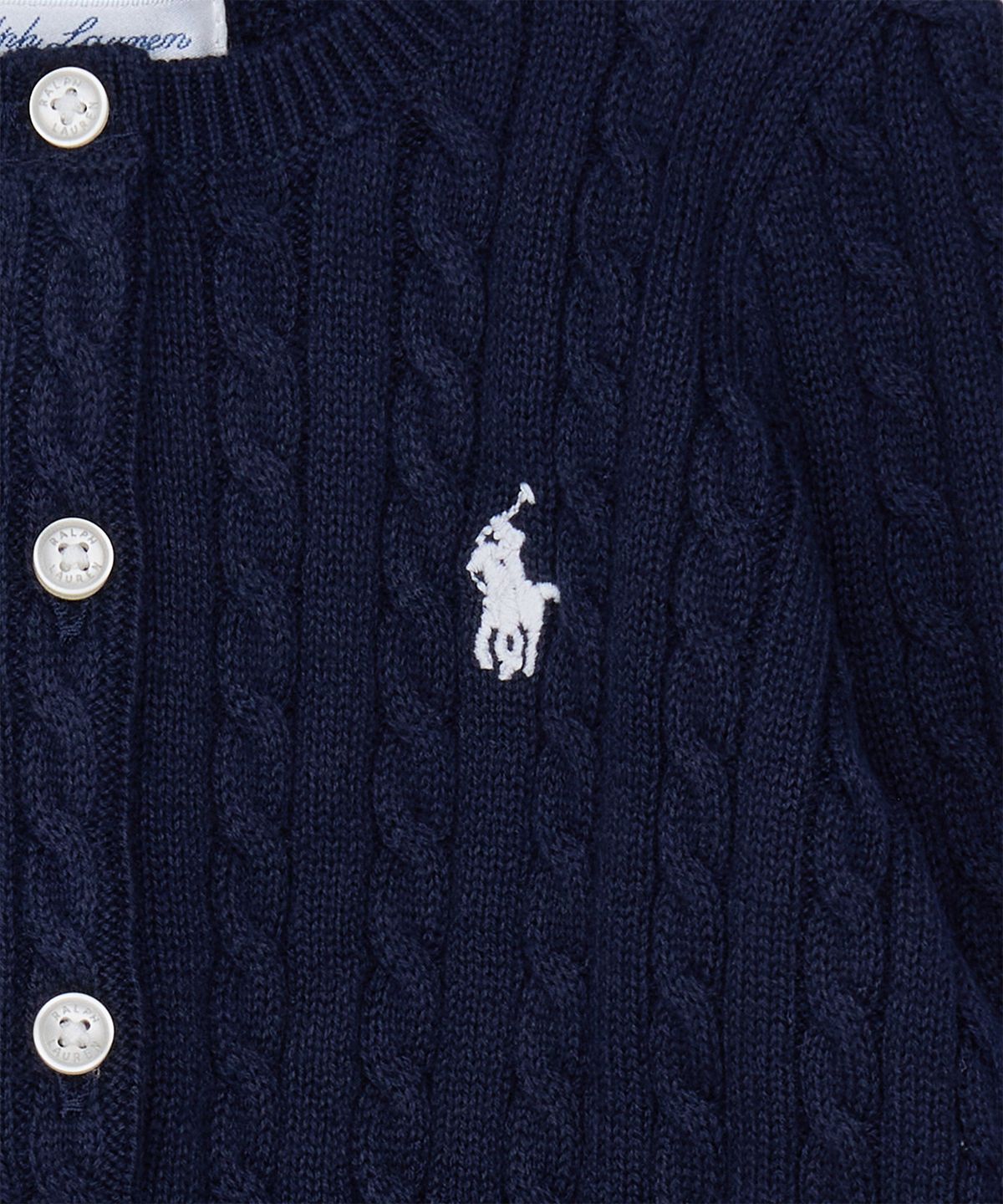 폴로 랄프 로렌 칠드런(POLO RALPH LAUREN CHILDREN) 미니 케이블 코튼 카디건-네이비