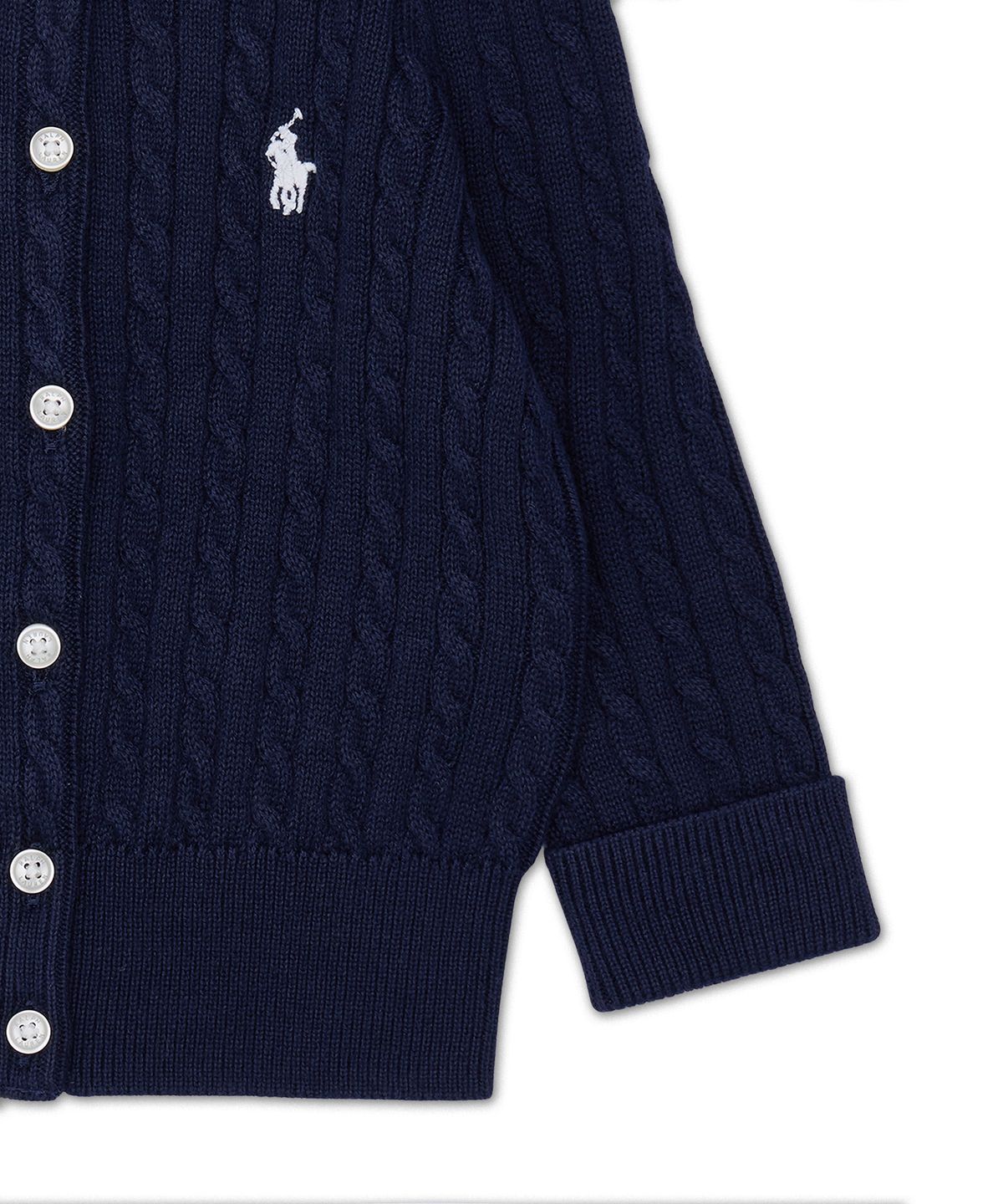 폴로 랄프 로렌 칠드런(POLO RALPH LAUREN CHILDREN) 미니 케이블 코튼 카디건-네이비