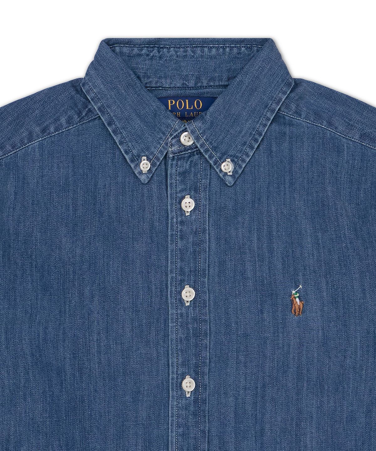 폴로 랄프 로렌 칠드런(POLO RALPH LAUREN CHILDREN) 코튼 샴브레이 셔츠-블루