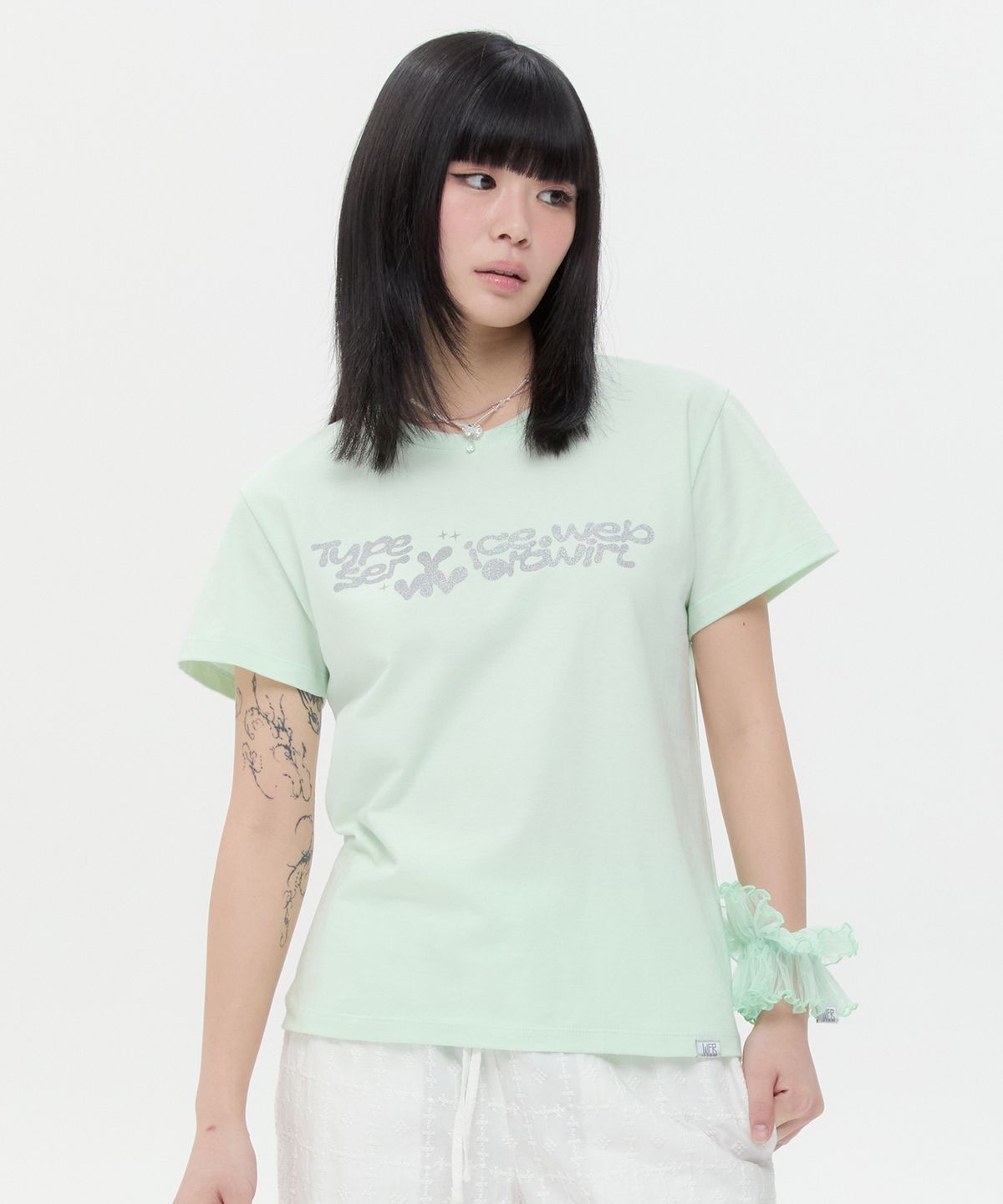 타입서비스(TYPESERVICE) Vivid Twirl Glitter Top [Lime]